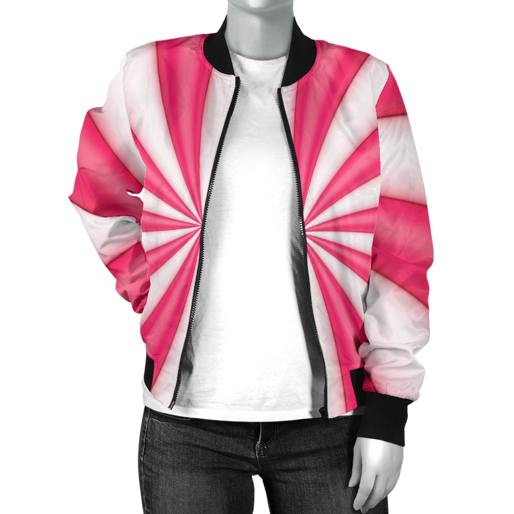 Vortex Twist Swirl Candy Print Women Casual Bomber Jacket