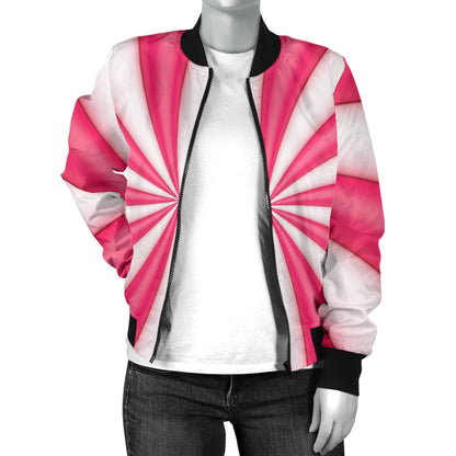 Vortex Twist Swirl Candy Print Women Casual Bomber Jacket