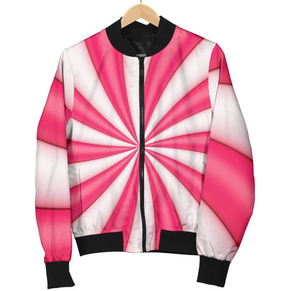 Vortex Twist Swirl Candy Print Women Casual Bomber Jacket