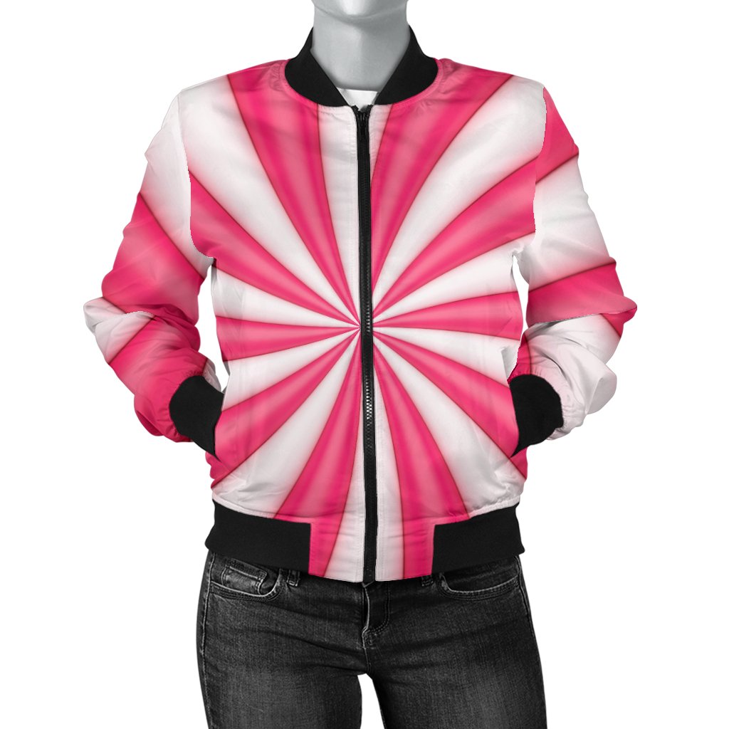 Vortex Twist Swirl Candy Print Women Casual Bomber Jacket