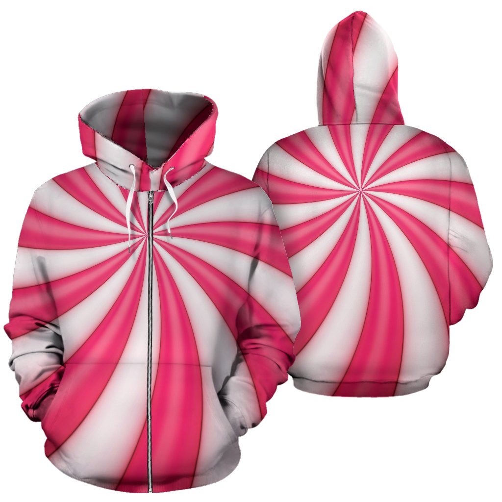Vortex Twist Swirl Candy Print Zip Up Hoodie