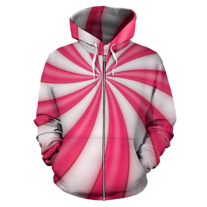 Vortex Twist Swirl Candy Print Zip Up Hoodie