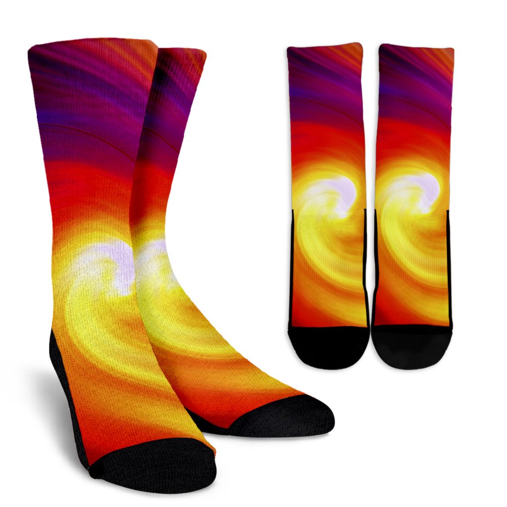 Vortex Twist Swirl Flame Themed Crew Socks
