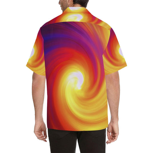 Vortex Twist Swirl Flame Themed Men Aloha Hawaiian Shirt
