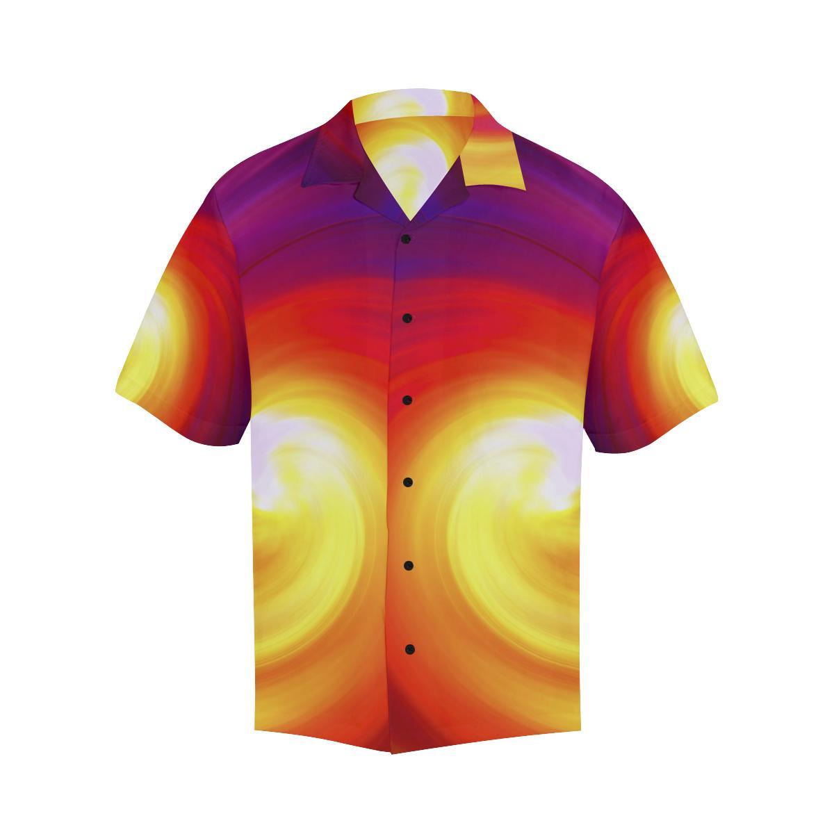 Vortex Twist Swirl Flame Themed Men Aloha Hawaiian Shirt