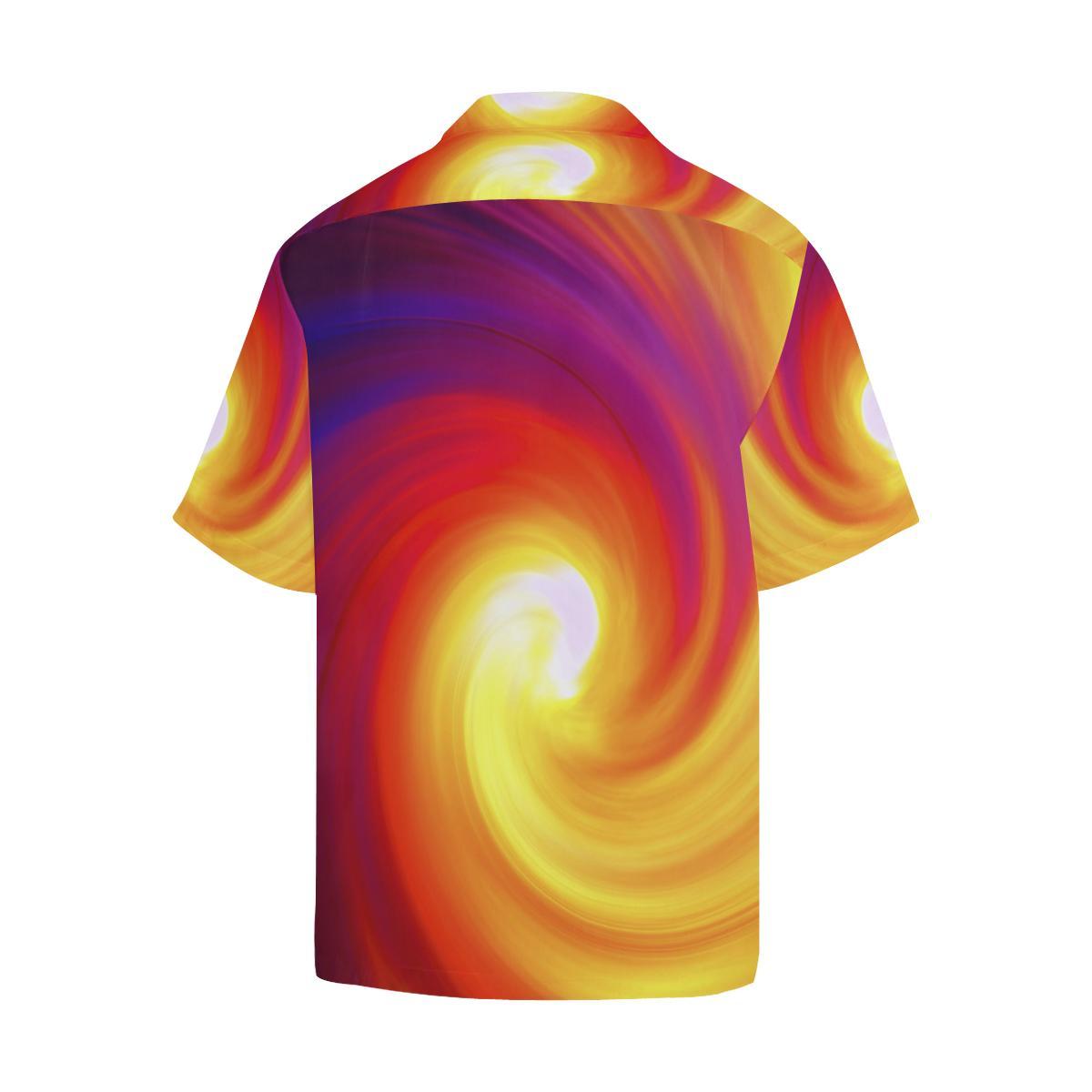 Vortex Twist Swirl Flame Themed Men Aloha Hawaiian Shirt