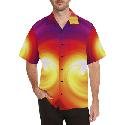 Vortex Twist Swirl Flame Themed Men Aloha Hawaiian Shirt