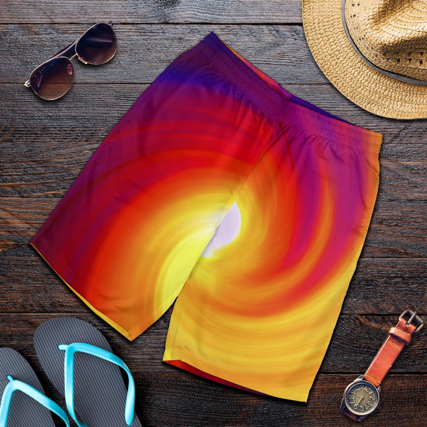 Vortex Twist Swirl Flame Themed Mens Shorts-JTAMIGO.COM