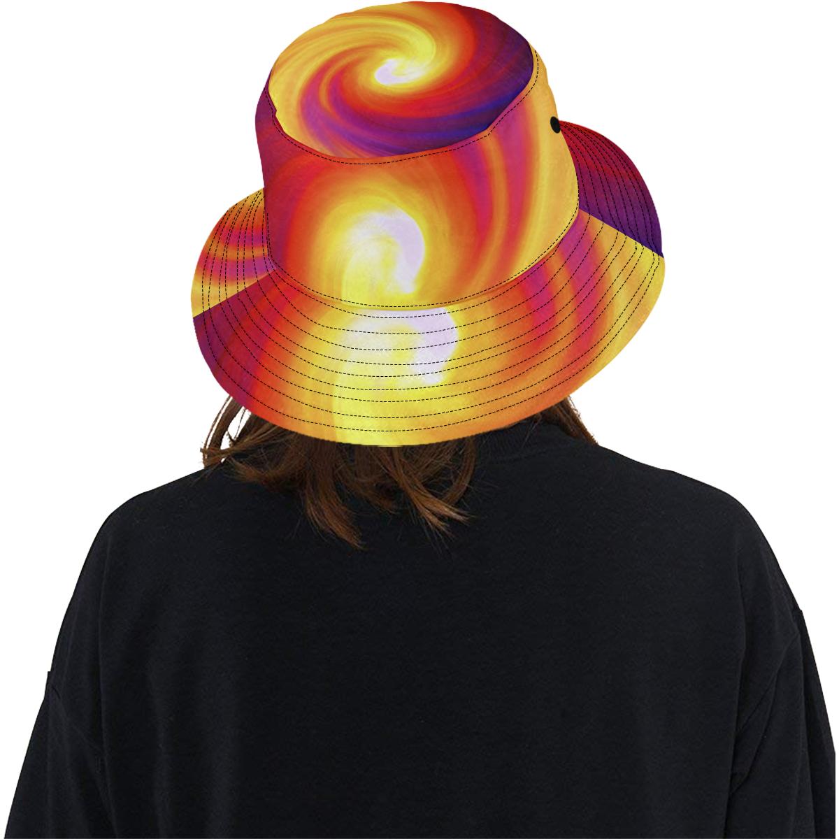 Vortex Twist Swirl Flame Themed Unisex Bucket Hat