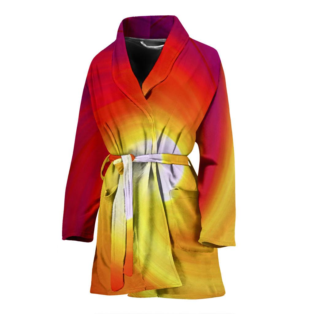 Vortex Twist Swirl Flame Themed Women Bath Robe-JTAMIGO.COM