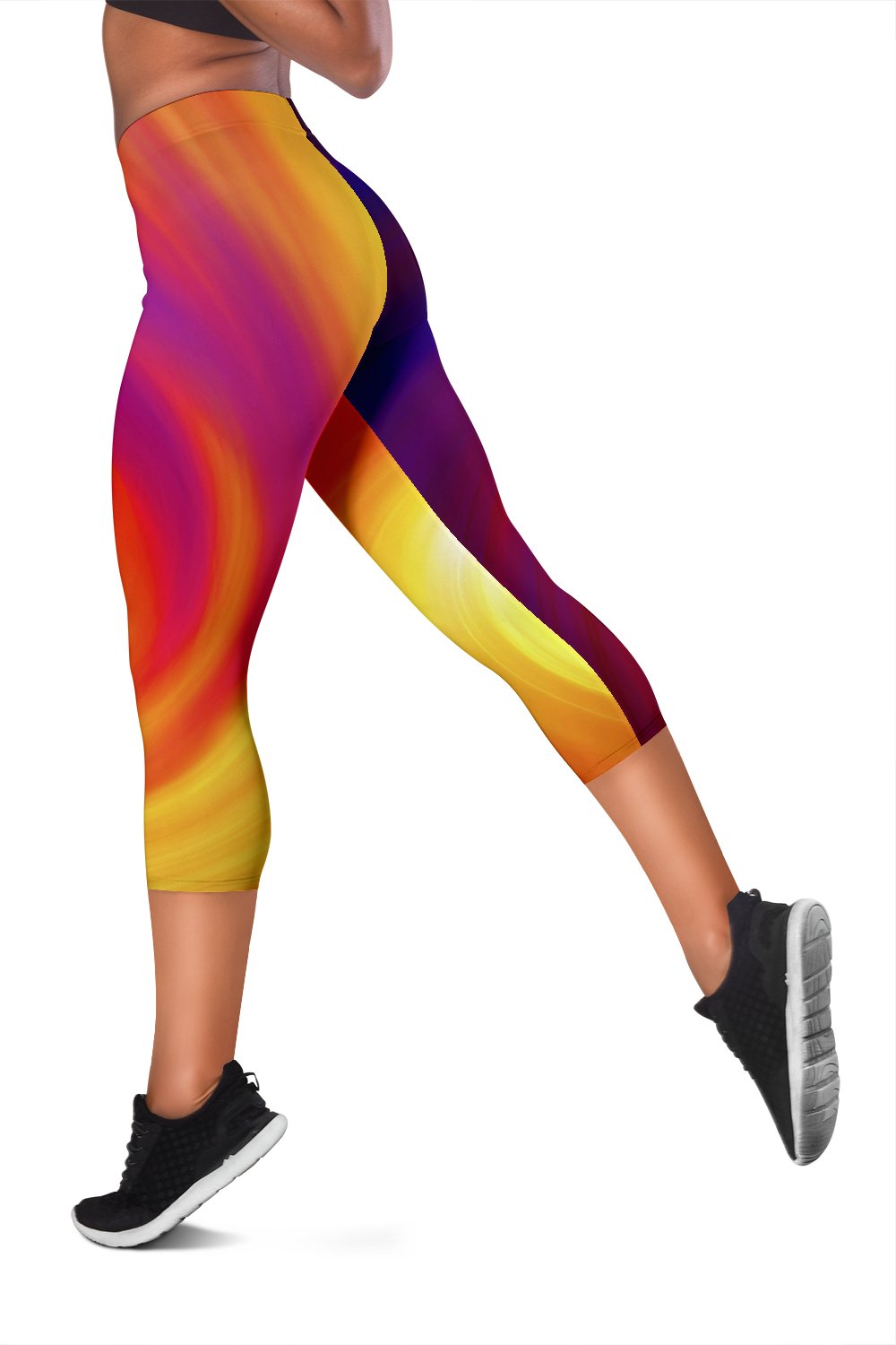 Vortex Twist Swirl Flame Themed Women Capris