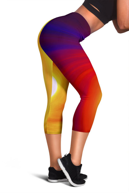 Vortex Twist Swirl Flame Themed Women Capris