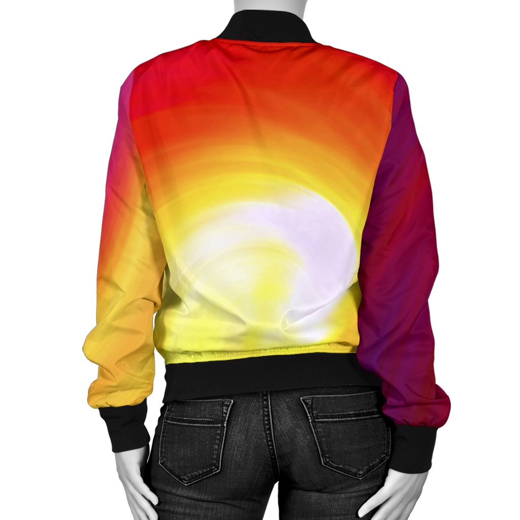 Vortex Twist Swirl Flame Themed Women Casual Bomber Jacket