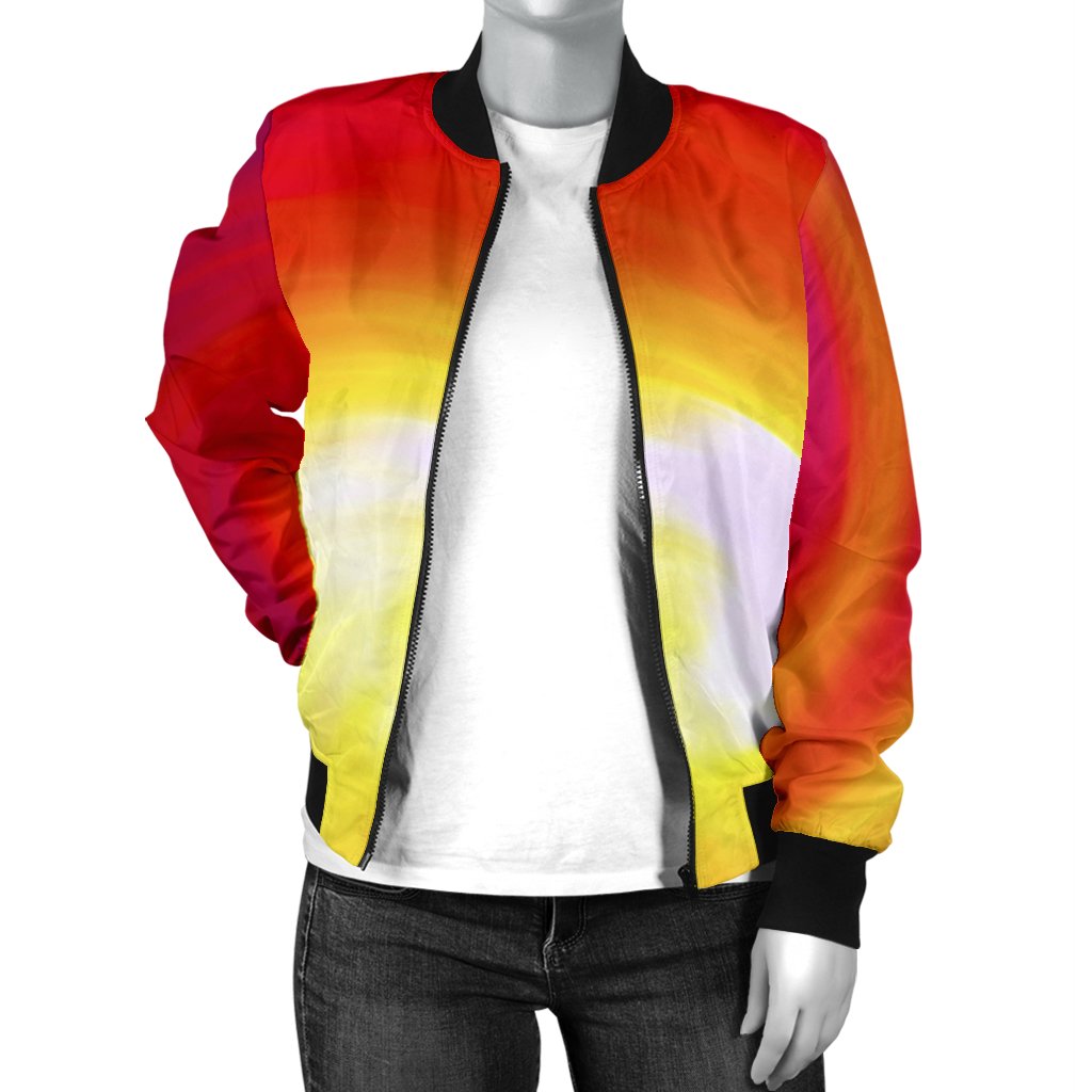 Vortex Twist Swirl Flame Themed Women Casual Bomber Jacket
