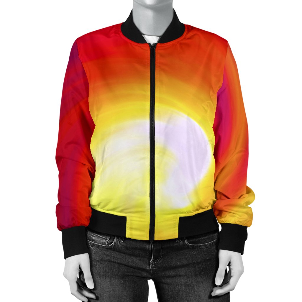 Vortex Twist Swirl Flame Themed Women Casual Bomber Jacket