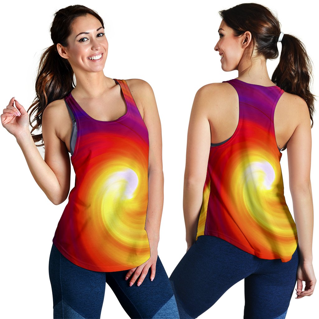 Vortex Twist Swirl Flame Themed Women Racerback Tank Top