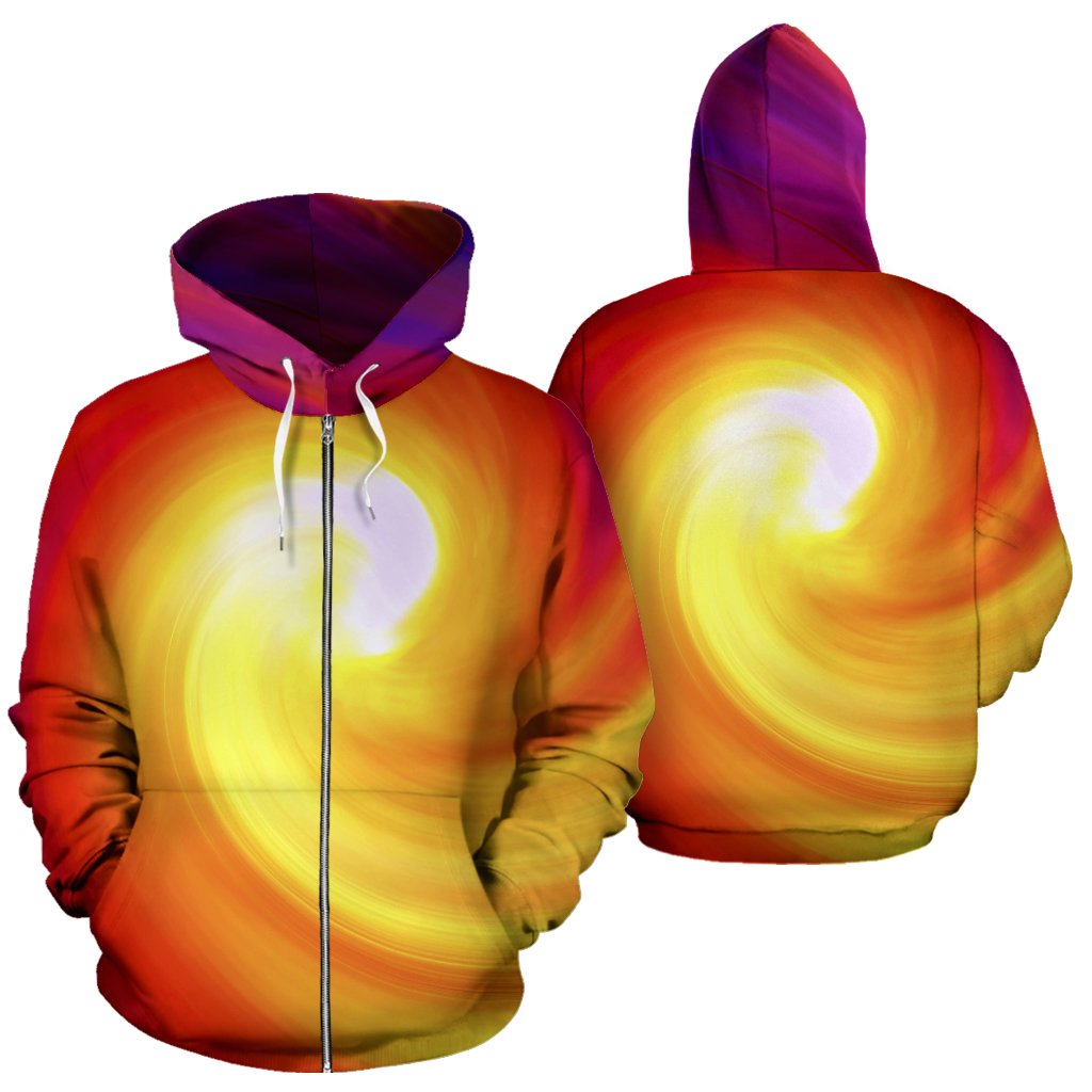 Vortex Twist Swirl Flame Themed Zip Up Hoodie
