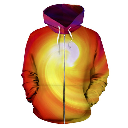 Vortex Twist Swirl Flame Themed Zip Up Hoodie