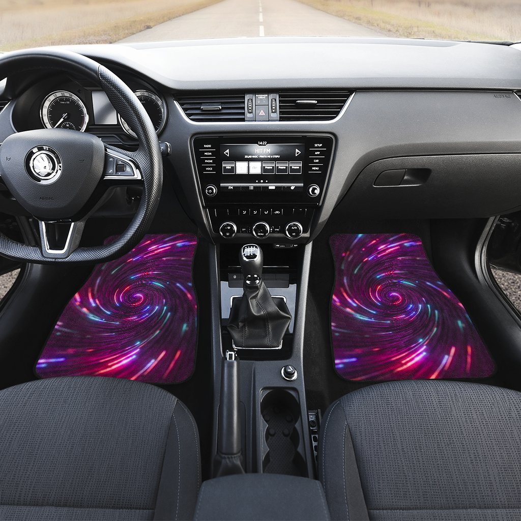 Vortex Twist Swirl Purple Neon Print Car Floor Mats