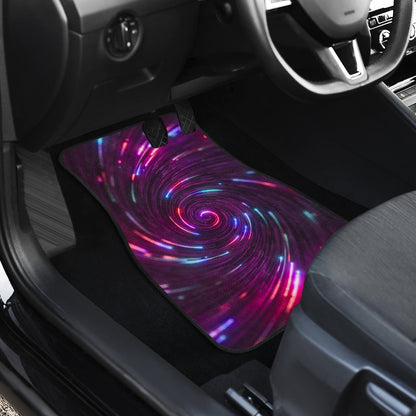 Vortex Twist Swirl Purple Neon Print Car Floor Mats