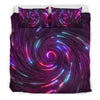 Vortex Twist Swirl Purple Neon Print Duvet Cover Bedding Set