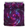 Vortex Twist Swirl Purple Neon Print Duvet Cover Bedding Set