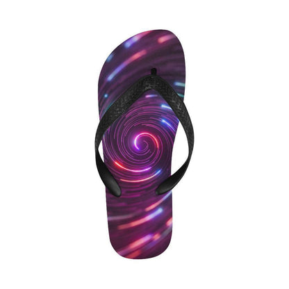 Vortex Twist Swirl Purple Neon Print Flip Flops-JTAMIGO.COM