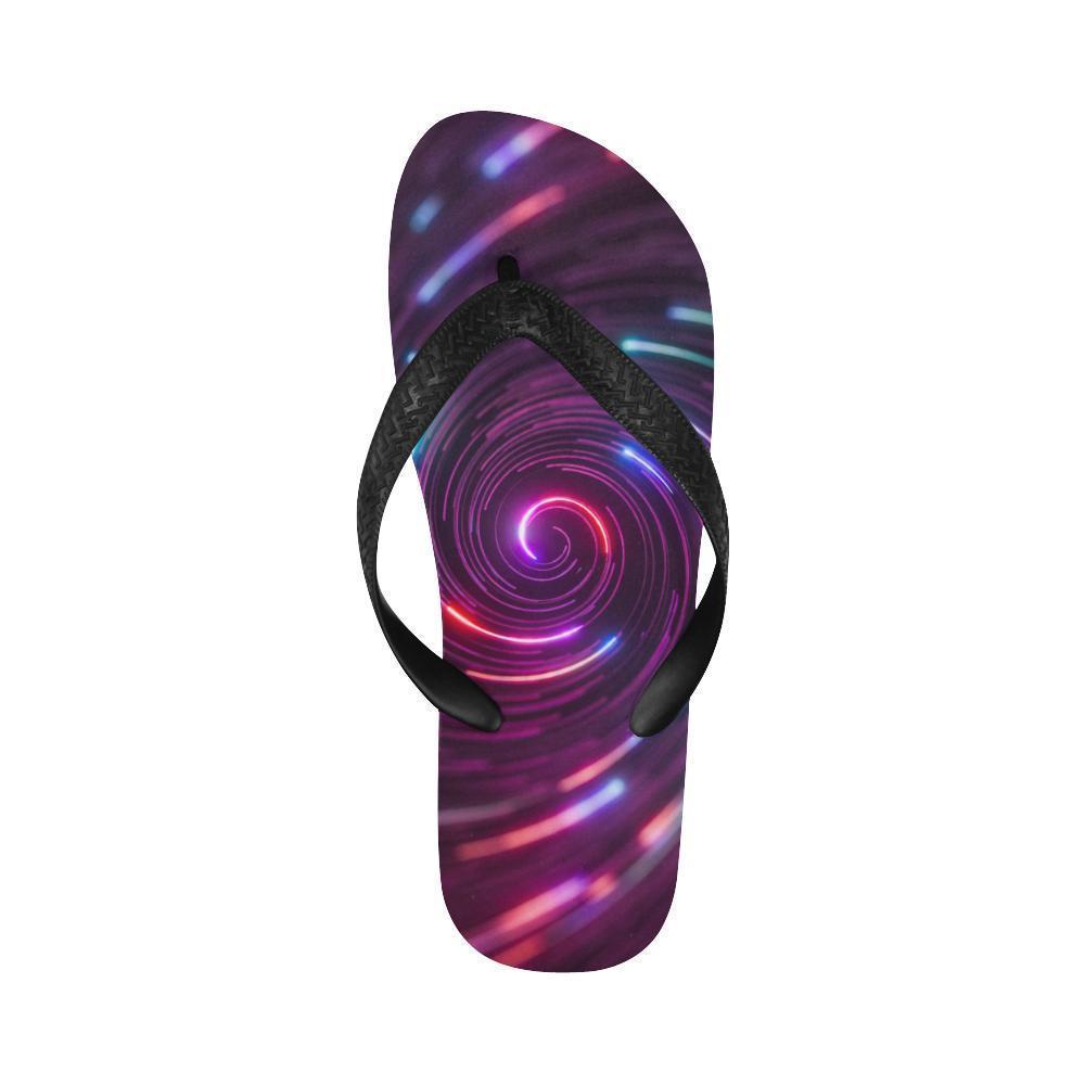 Vortex Twist Swirl Purple Neon Print Flip Flops-JTAMIGO.COM