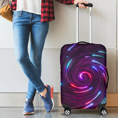 Vortex Twist Swirl Purple Neon Print Luggage Cover Protector