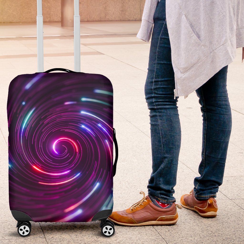 Vortex Twist Swirl Purple Neon Print Luggage Cover Protector