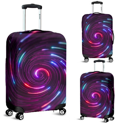 Vortex Twist Swirl Purple Neon Print Luggage Cover Protector