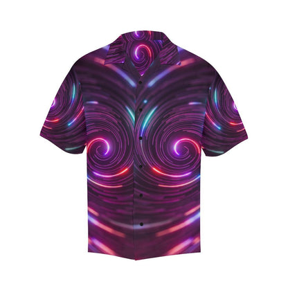 Vortex Twist Swirl Purple Neon Print Men Aloha Hawaiian Shirt