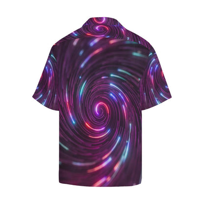 Vortex Twist Swirl Purple Neon Print Men Aloha Hawaiian Shirt