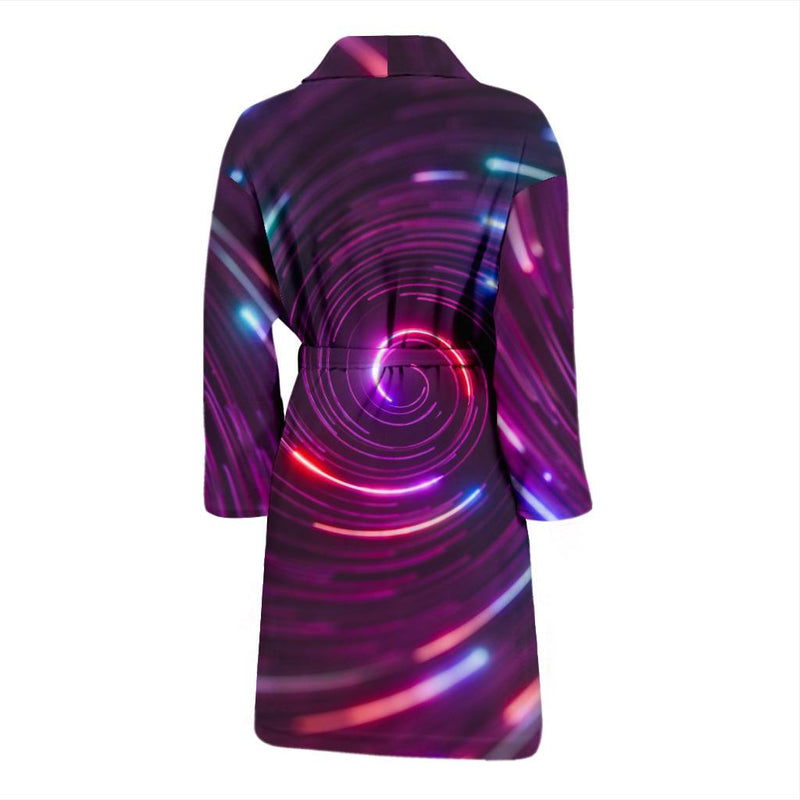 Vortex Twist Swirl Purple Neon Print Men Bath Robe-JTAMIGO.COM