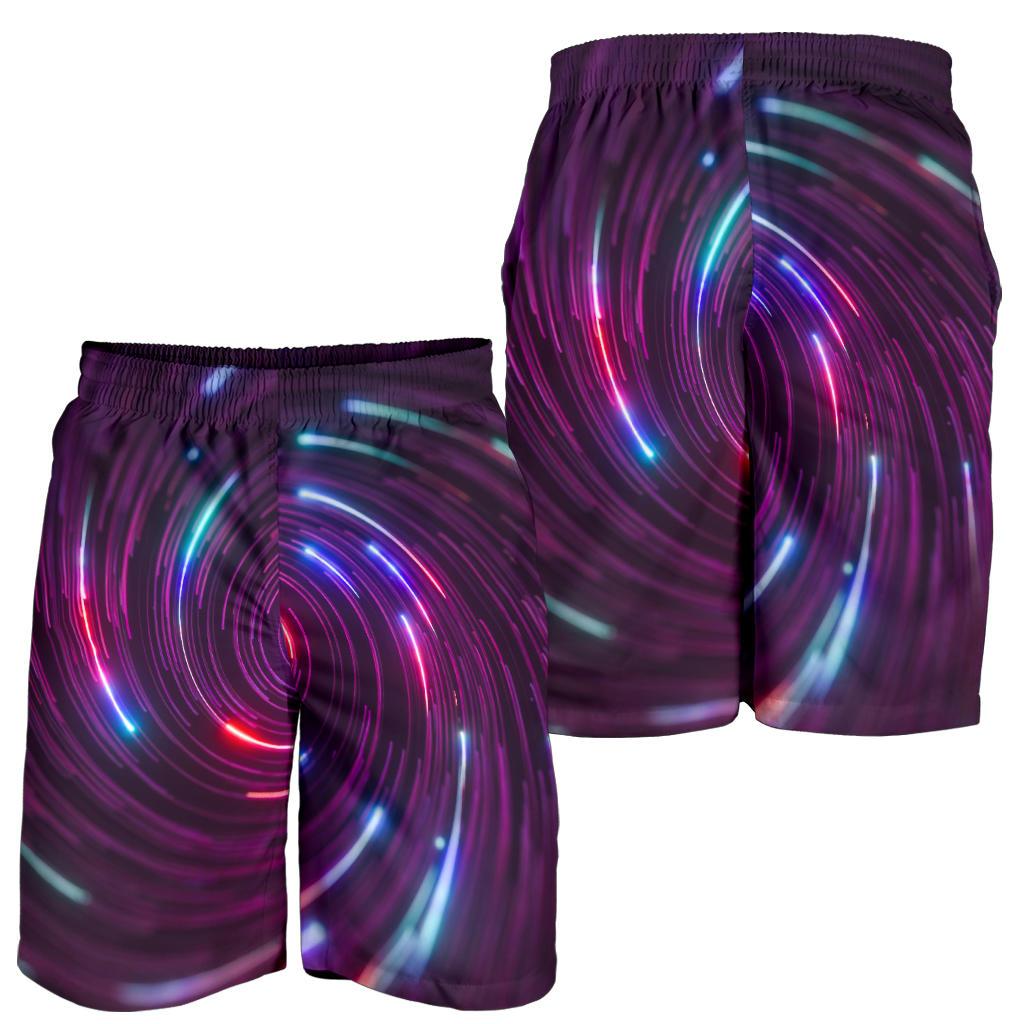 Vortex Twist Swirl Purple Neon Print Mens Shorts-JTAMIGO.COM