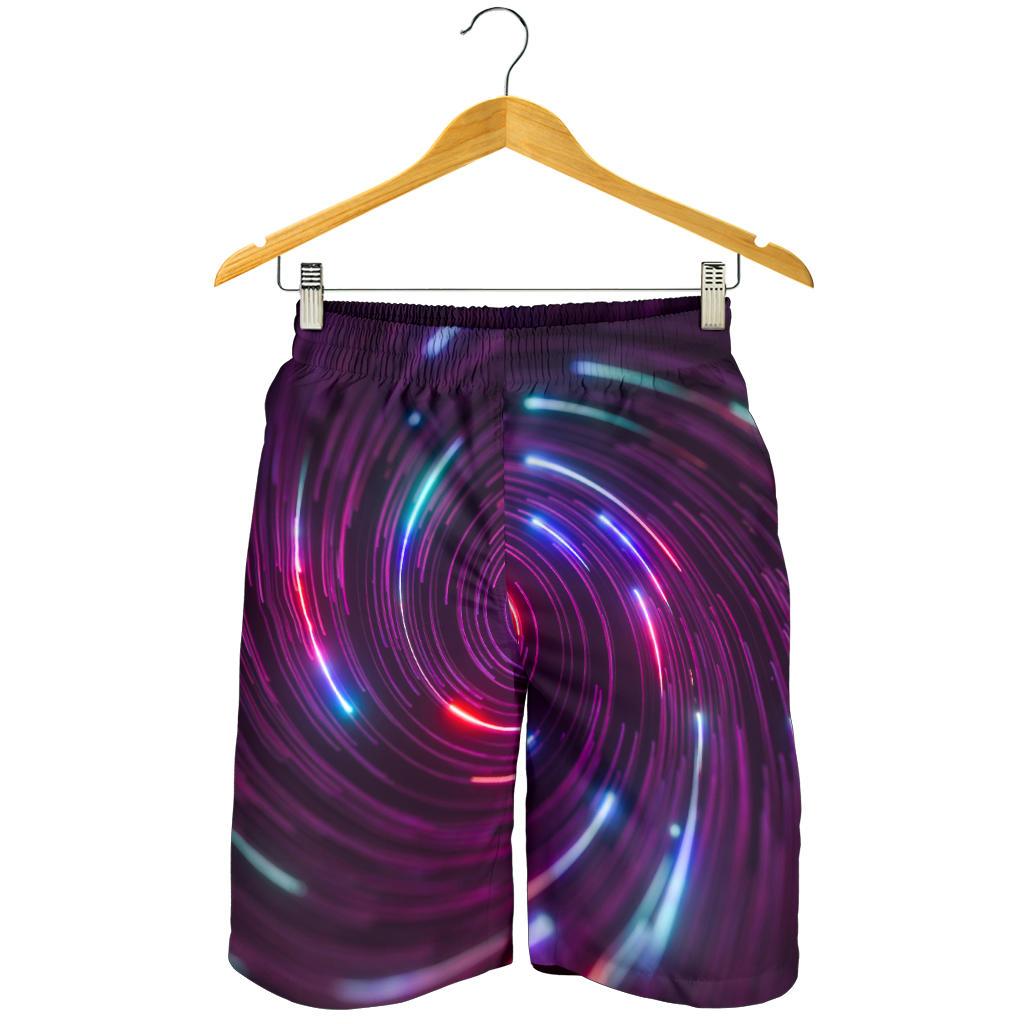 Vortex Twist Swirl Purple Neon Print Mens Shorts-JTAMIGO.COM