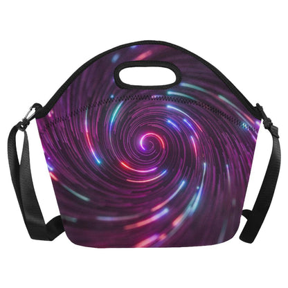 Vortex Twist Swirl Purple Neon Print Neoprene Lunch Bag (Model 1669)(Large)-JTAMIGO.COM