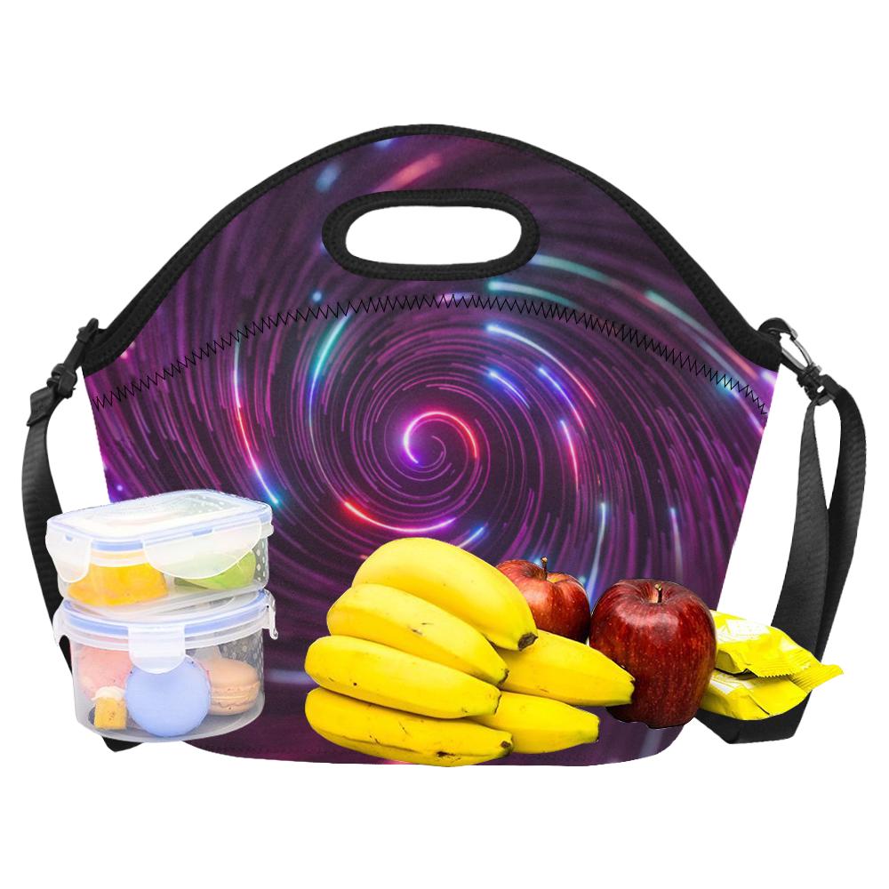 Vortex Twist Swirl Purple Neon Print Neoprene Lunch Bag (Model 1669)(Large)-JTAMIGO.COM