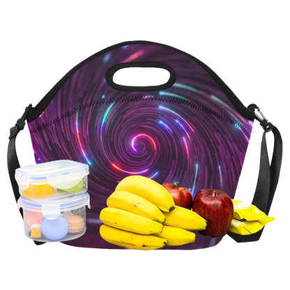 Vortex Twist Swirl Purple Neon Print Neoprene Lunch Bag (Model 1669)(Large)-JTAMIGO.COM