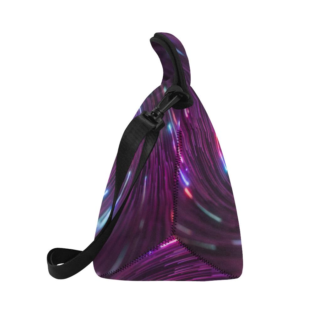 Vortex Twist Swirl Purple Neon Print Neoprene Lunch Bag (Model 1669)(Large)-JTAMIGO.COM