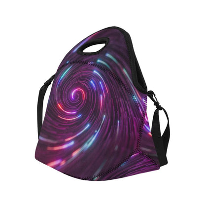 Vortex Twist Swirl Purple Neon Print Neoprene Lunch Bag (Model 1669)(Large)-JTAMIGO.COM