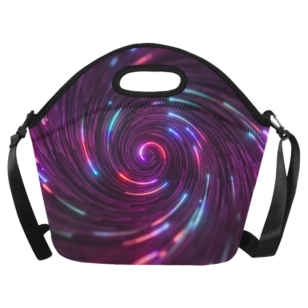 Vortex Twist Swirl Purple Neon Print Neoprene Lunch Bag (Model 1669)(Large)-JTAMIGO.COM
