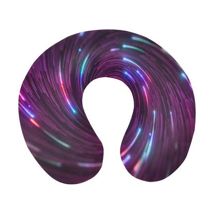 Vortex Twist Swirl Purple Neon Print U-Shaped Travel Neck Pillow-JTAMIGO.COM