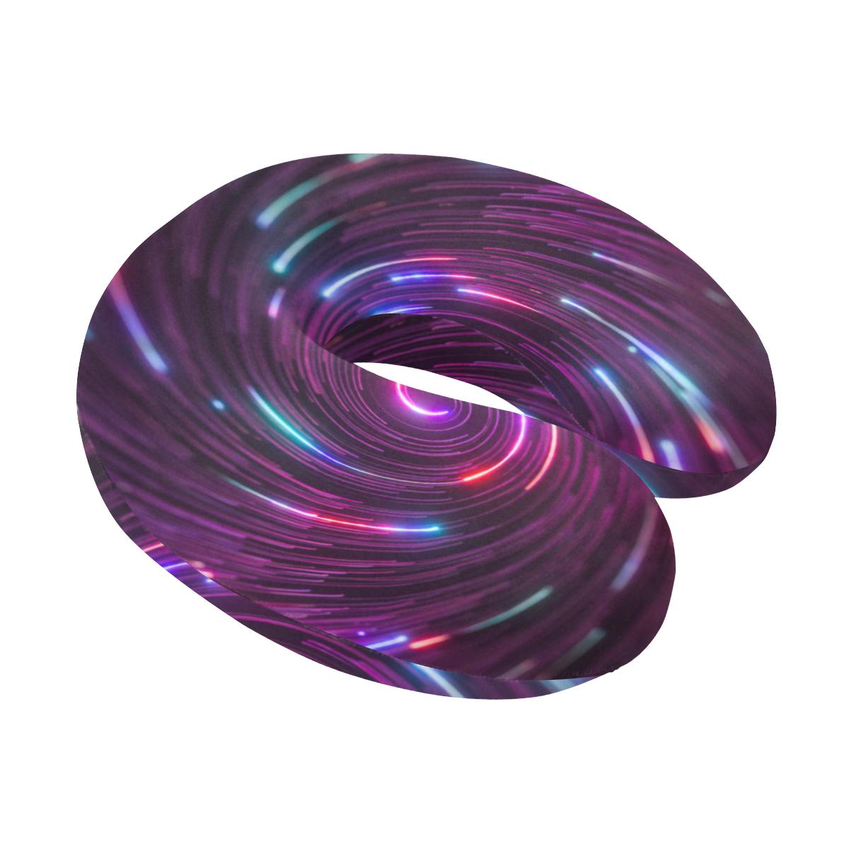 Vortex Twist Swirl Purple Neon Print U-Shaped Travel Neck Pillow-JTAMIGO.COM