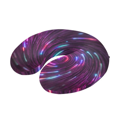 Vortex Twist Swirl Purple Neon Print U-Shaped Travel Neck Pillow-JTAMIGO.COM