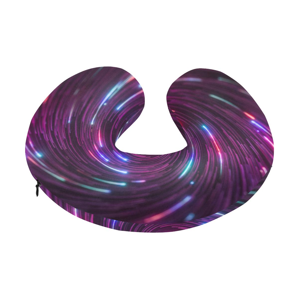 Vortex Twist Swirl Purple Neon Print U-Shaped Travel Neck Pillow-JTAMIGO.COM