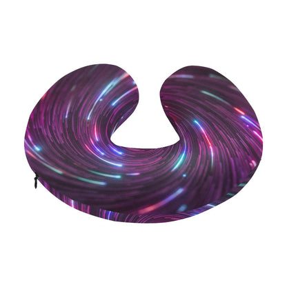 Vortex Twist Swirl Purple Neon Print U-Shaped Travel Neck Pillow-JTAMIGO.COM