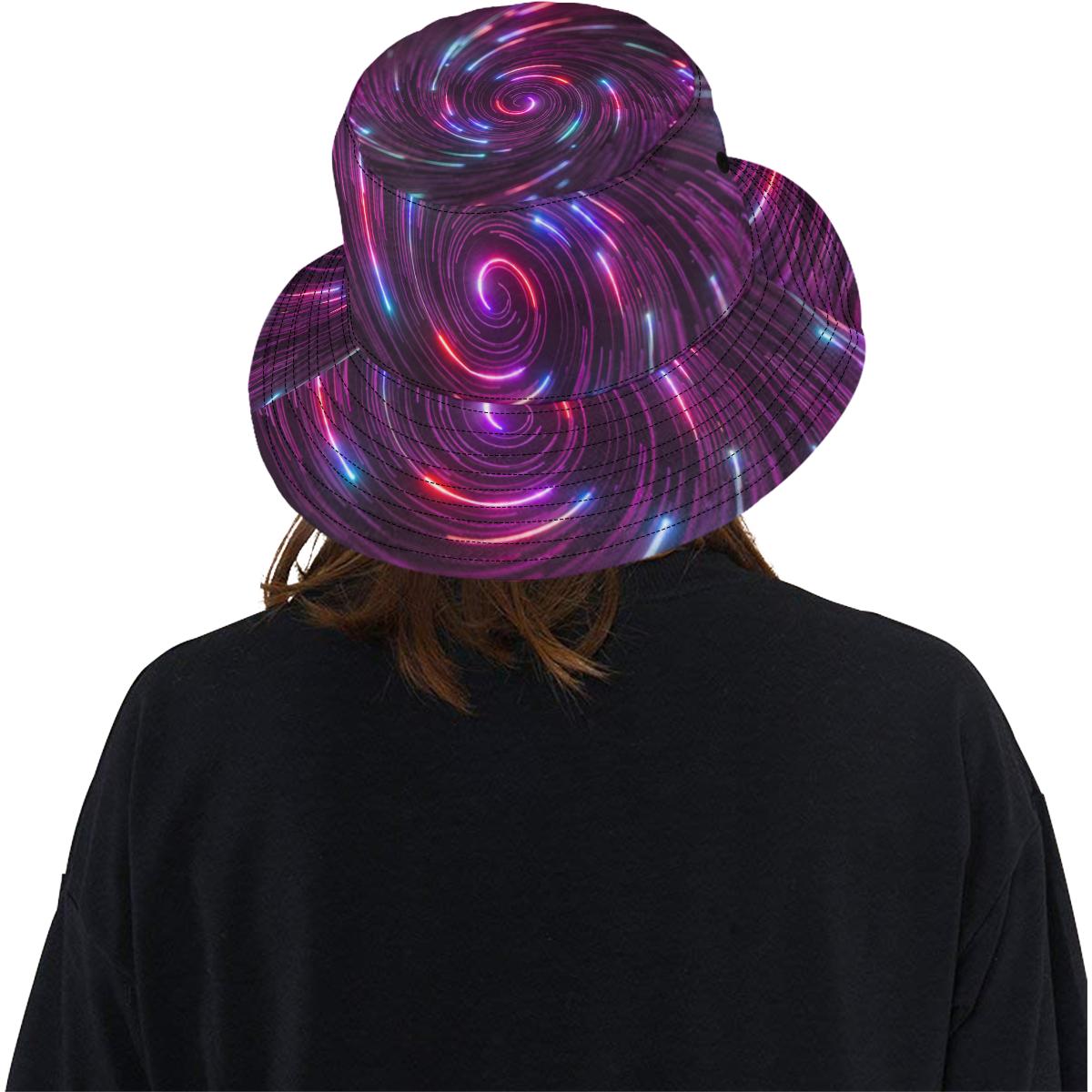 Vortex Twist Swirl Purple Neon Print Unisex Bucket Hat