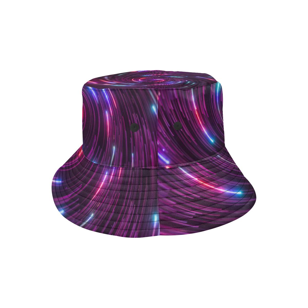 Vortex Twist Swirl Purple Neon Print Unisex Bucket Hat