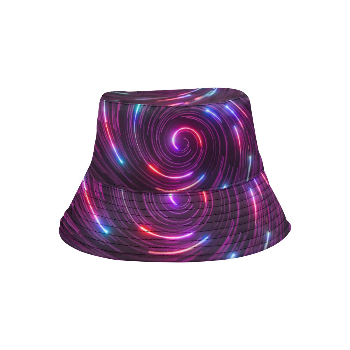 Vortex Twist Swirl Purple Neon Print Unisex Bucket Hat